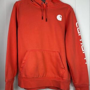 Carhartt Womens Relaxed Fit Midweight Logo Sleeve Graphic Hoodie